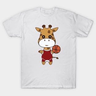 Kawaii Cute Basketball Giraffe T-Shirt